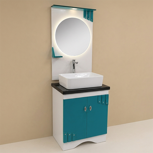 ACODE FM 333 PVC Board Vanity Unit | Complete with a mirror, storage cabinet and normal basin | Size 60 × 48 × 80 CM | Featuring a PVC Board construction Nill