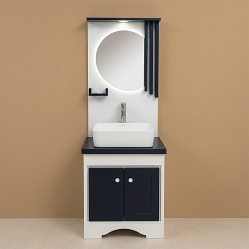 ACODE FM 111| High-Grade PVC Board Construction| Integrated LED Ambient Mirror| Dimensions (L × W × H) 60 × 48 × 80 CM | Spacious Storage Cabinet NILL