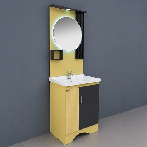 ACODE FM 611 Premium Bathroom Vanity with Mirror & Normal Basin| Size: 60 × 48 × 80 cm| Premium PVC Board Construction| Normal Basin Included| Moisture & Water Resistant Nill
